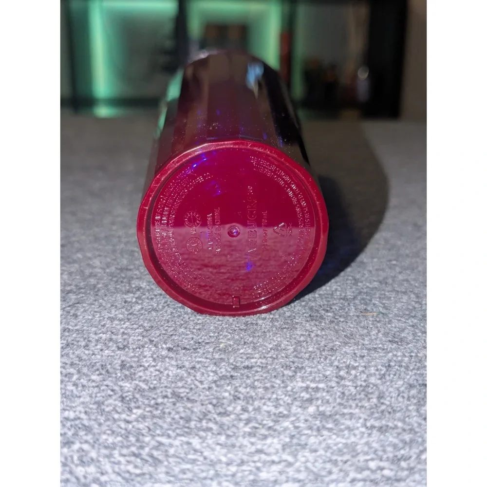 Starbucks Tumbler April 2021 Tall Purple Cold Cup Blue Edge Glow Dome Lid 24 oz